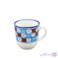 لیوان دسته دار چینی میبدمروارید نقش شطرنجی