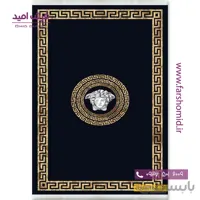 فرش وینتیج طرح ورساچه کد 16841 مشکی طلایی فرش برنتین