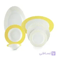 سرویس چینی زرین 6 نفره غذاخوری اسپاتی زرد (28 پارچه) ا Zarin Iran ItaliaF Spotty-Yellow 28 Pieces Porcelain Dinnerware Set