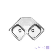 سینک ظرفشویی توکار استیل البرز ا گوشه Steel Alborz Double Bowl Sink 540