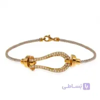 دستبند طلا زنانه طرح فرد نگین دار کد CB436