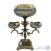 كاسه با 3 پياله لب طلا پايه برنز