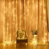ریسه سوزنی پرده ای 3*3 نور آفتابی(زرد)