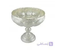 میوه خوری قلمزنی نقره نما با طرح گل و مرغ
