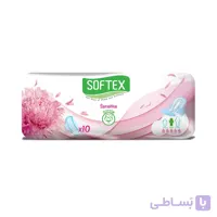 نوار بهداشتی سافتکس بزرگ با رویه کتان بسته 10 عددی ا Softex Sanitary Napkin Large Winged Cotton 10pcs