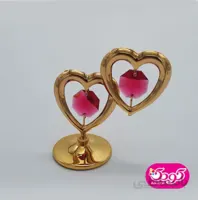 دکوری طلایی دو قلب قرمز
