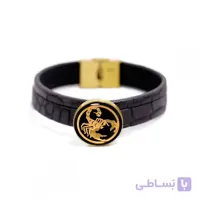 دستبند چرم روکش طلا سری ونوس ماه تولد آبان GLBM8