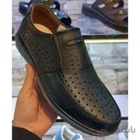 کفش مردانه تابستانی چرم طبیعی مدل آرمان مشکی