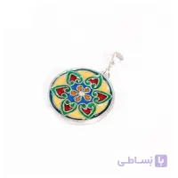 گردنبند نقره گرد میناکاری دست ساز مدل 0105