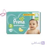 پوشک پریماپمپرز ترکیه اونتاژ سایز۳ (۴۵تایی) Prima Pampers