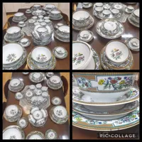 سرویس غذا خوری شش نفره کشمیری طرح قدیم 58 پارچه مارک هاور انگلیس