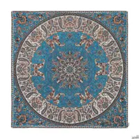 رومیزی مربع ترمه طرح شاهسوند رنگ آبی
