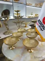 کاسه پایه دار برنجی هندی طرح طاووس 3