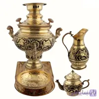 سماور زغالی کیهان مدل سیاه قلم ظرفیت 6 لیتر به همراه سرویس