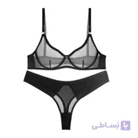 ست لباس زیر زنانه بدن نما فنردار مشکی برند نوشه پوش کد 92001
