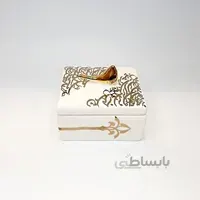 شکلات خوری مربع کوچک با نوشته طلایی و پرنده طلا کالیگرافی مثلثی