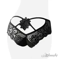 شورت زنانه تور پشت گل دار