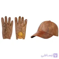 ست کلاه و دستکش رانندگی چرم مون مدل meli peython