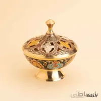 قندان پایه دار برنجی میناکاری مدل آترین رنگ 3
