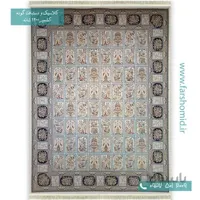 1200 شانه 8 رنگ خشتی گل و بوته کرم قالی کشمیر