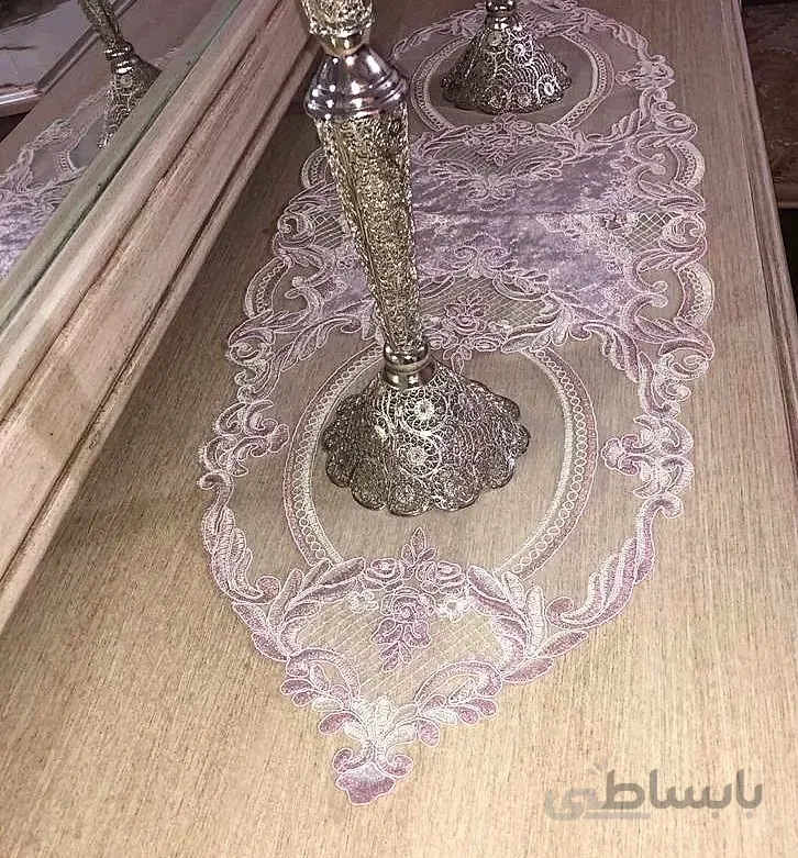 رومیزی 4 تیکه دانتل گل رز ا romizi dantel