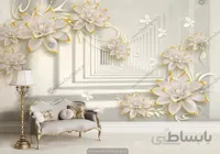 پوستر دیواری پشت تلویزیون گل سه بعدی ba-2413