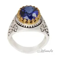 انگشتر نقره مردانه مدل سنگ کوارتز رکاب قلم زنی کد AM_1941