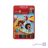 مداد رنگی آریا ۱۲ رنگ فلزی Arya