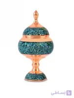 شکلات خوری فیروزه کوبی سایز متوسط استاد آقاجانی-امضا دار ا turquoise dish