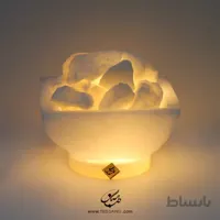 آباژور سنگ نمک طرح کاسه مربع پایه سنگی