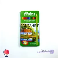مداد رنگی 12 رنگ پالمو جعبه فلز palmo سبز