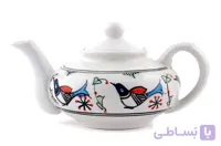 قوری عدسی کوچک چینی میبد مروارید نقش مرغی رنگی