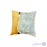 کوسن ترکیبی چرم و مخمل مدل یاسمن رنگ خردلی