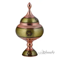 شکلات خوری مسی خاتم کاری اثر آقاجانی ارتفاع 27 سانتی متر کد C-502