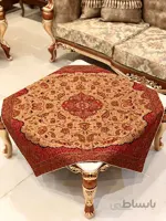 رومیزی مربع ترمه طرح سالار مشکی ابریشم کد 710 کد 410530