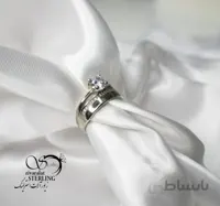 انگشتر نقره زنانه تک نگین طرح 2تایی