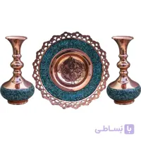شیرینی خوری و گلدان فیروزه کوب مجموعه سه عددی کد F-75