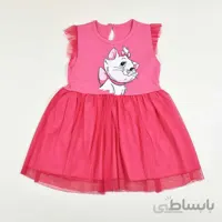 سارافون دخترانه بچه گانه توردار طرح گربه کد 2339