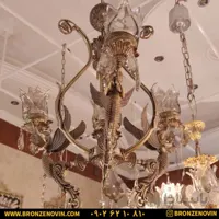لوستر برنزی آشپزخانه مدل فرشته آنتیک ۴ شعله