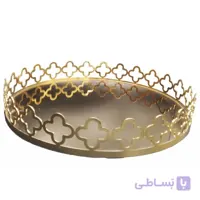 سینی آینه‌ای دایره‌ای طلایی