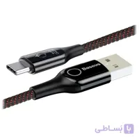 کابل شارژ USB به USB Type-C باسئوس با طول 1 متر همراه با LED رنگ مشکی