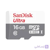 کارت حافظه microSDHC سن دیسک مدل Sandisk Ultra کلاس 10 استاندارد UHS I U1 سرعت 80MBps 533X ظرفیت 16 گیگابایت در بروزکالا