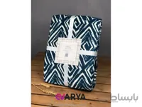 پتو بافت پنبه ای دو نفره برند iyi gecelar istanbul مدل casual طرح کوبیسم رنگ آبی نفتی