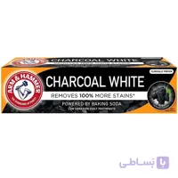 خمیر دندان زغالی و سفید کننده برند آرم اند هامر ARM & HUMMER مدل CHARCOAL WHITE حجم 75 میل