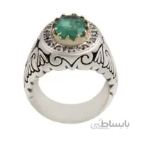 انگشتر نقره مردانه مدل زمرد زامبیا کد AM_1608