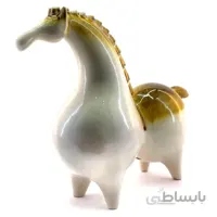 مجسمه سرامیکی اسب سفید اکسید آهن