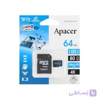 Apacer A1 microSDXC & adapter V30 U3 -80MB/s-64GB(گارانتی متین)