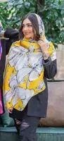 شال نخی بهاره گلدار زرد 107305 ا 107305
