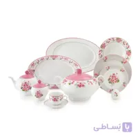 سرویس چینی 12 نفره زرین طرح یاس صورتی ا کد کالا 1453_256