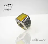انگشتر نقره مردانه با سنگ عقیق زرد (شرف الشمس)